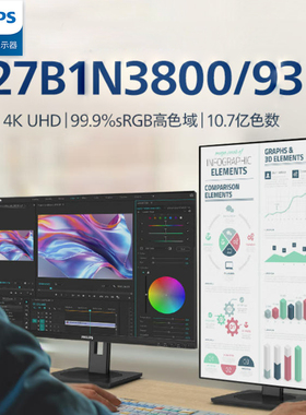 飞利浦4K高清商用显示器专业高分辨率27英寸高色域亮度27B1N3800