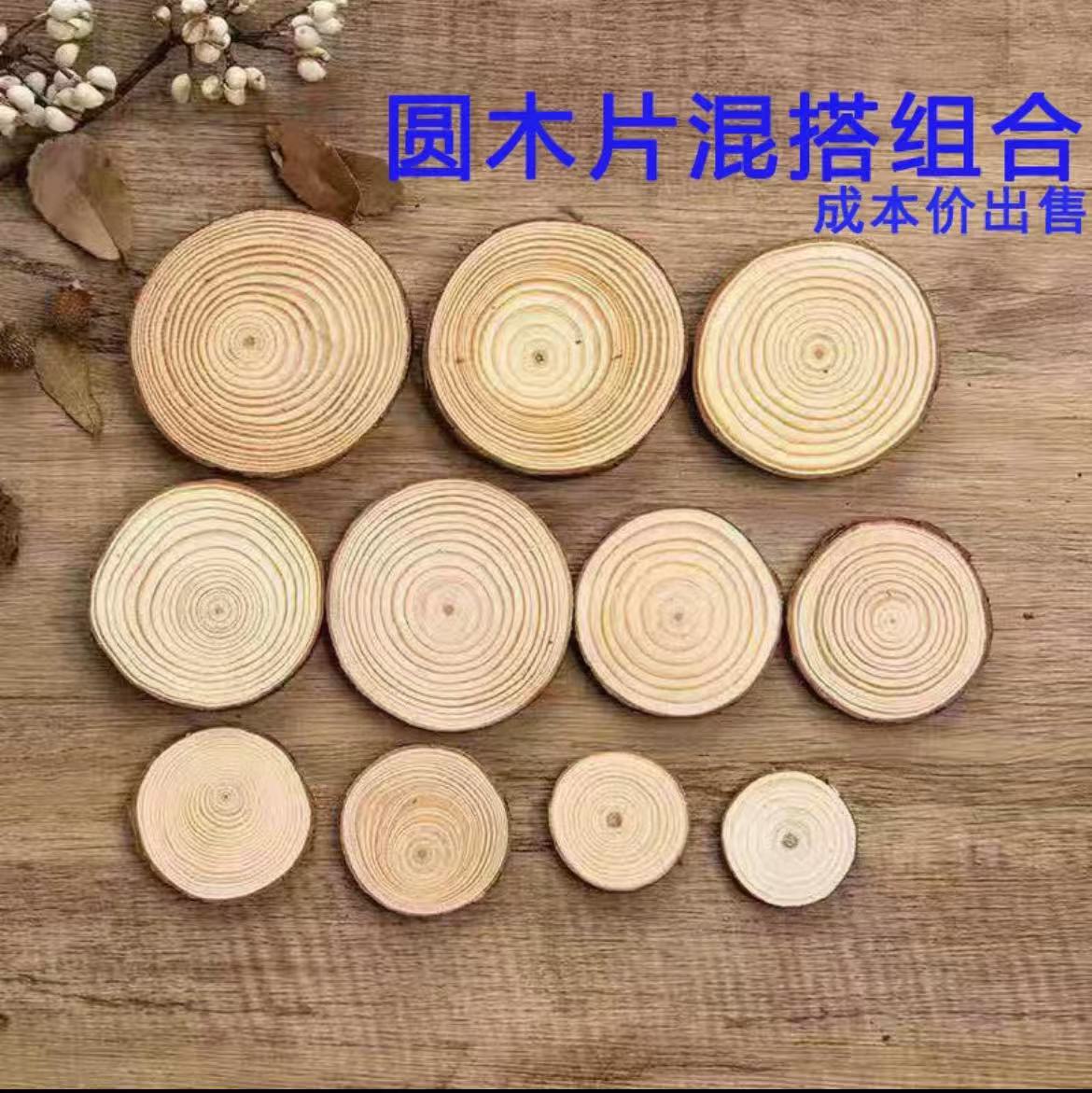 木头片  圆木片diy年轮木头原木片装饰背景墙小圆实木片
