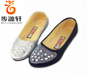 老北京布鞋女鞋春季新款亮钻软底女单鞋时尚工作鞋1002-027
