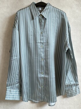 【国现】Lilysilk莉莉秀客女士9654竖条纹显瘦桑蚕丝真丝长袖衬衫