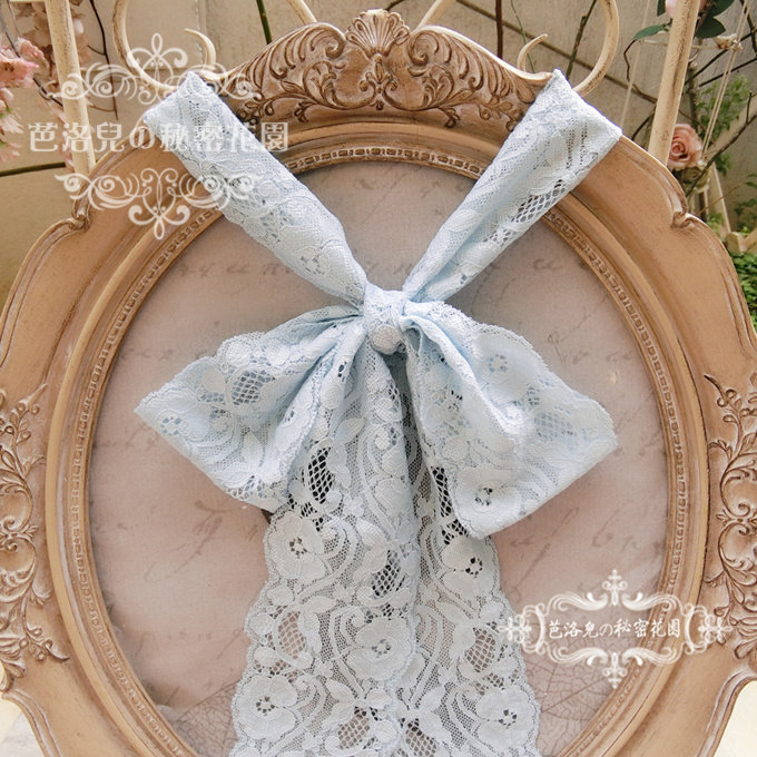调整型礼服内衣文胸弹力宽扣蕾丝花边系带挂脖肩带 56号淡雅蓝色