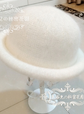 粉色黑色灰色白色兔羊毛卷边秋冬女日系盆帽渔夫帽子礼帽 d022-00