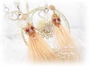 韩国东大门原创水钻字母宫廷奢华羽毛公主耳环女耳钉 5091 5090