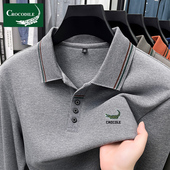 T恤男100%纯棉春秋季 2025新款 男士 鳄鱼恤长袖 翻领休闲polo衫 上衣