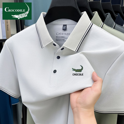 鳄鱼恤男装冰丝短袖t恤刺绣polo