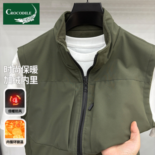 鳄鱼恤羽绒马甲外套男秋冬款立领潮流青年时尚保暖马夹背心外穿男
