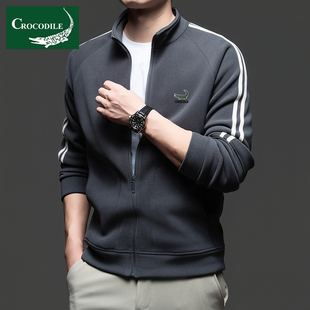 【抓绒衣】奥粒绒鳄鱼恤夹克秋冬季休闲立领摇粒绒开衫卫衣外套男