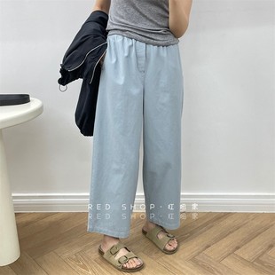 女春夏日系宽松酵洗松紧中高腰哈伦裤 不退换海维恩休闲裤 9分裤
