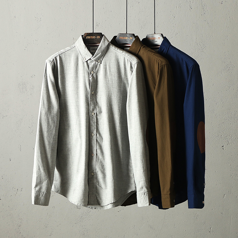 51shop拼接法兰绒西班牙长袖衬衫