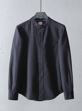 易网优选 德国军刀STRIDER-D9日系轻复古文艺风纯棉加厚微领衬衫