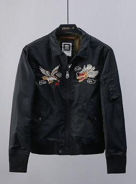 51shop春秋款刺绣飞行降服夹克