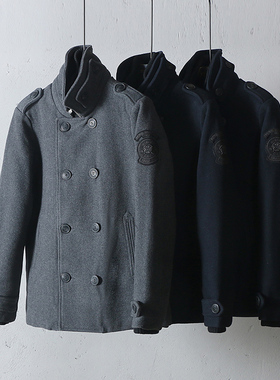 易网优选轻奢男装 德国订单男式羊绒加厚夹棉防风领中长款呢大衣