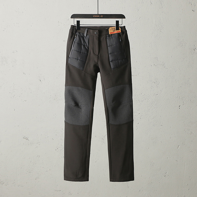 51SHOP女装 女款时尚拼接加绒加厚户外防风保暖长裤子冬款女裤