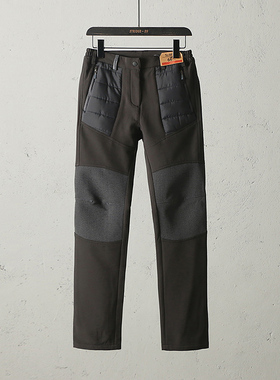 51SHOP女装 女款时尚拼接加绒加厚户外防风保暖长裤子冬款女裤