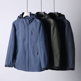 易网优选品质男装 轻奢德国单隐格纹软壳户外可脱卸合体秋冬外套