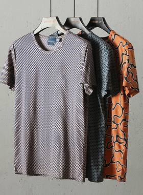 51SHOP男装 男士休闲圆领短袖T恤衫花色上衣男T打底衫