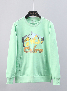 51SHOP情侣款男女棉质高品质拉绒印花圆领套头户外休闲潮流卫衣