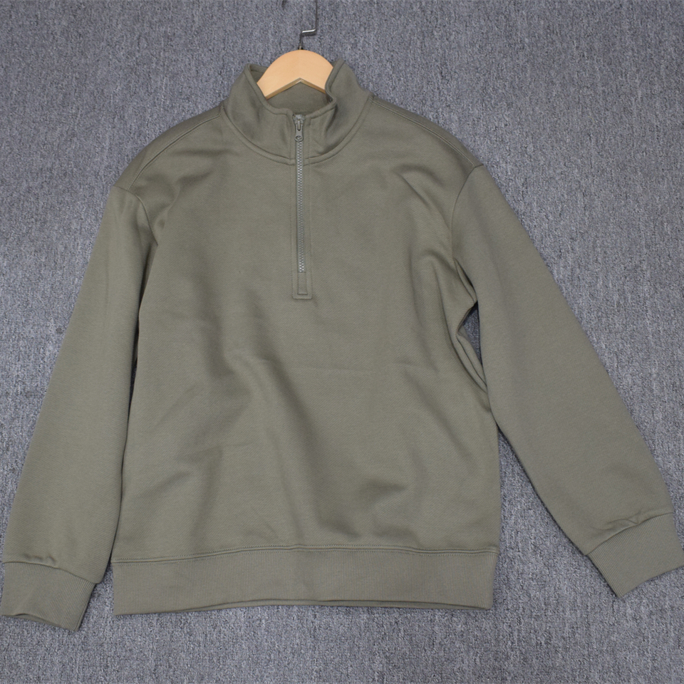 性价比 款 MIX家 男女款半胸拉链立领长袖 浅军绿 浅杏