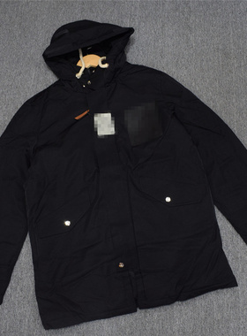 MIX家 欧美系 男装中长款防风面料羽绒外套 黑色卡其