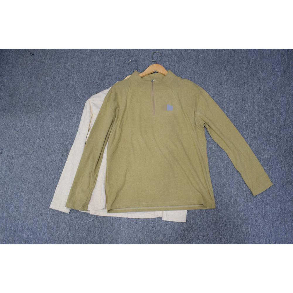 MIX加 欧美系 男装柔软半拉链运动休闲长袖 卡其浅杏