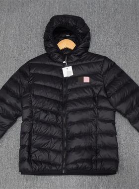 MIX家 欧美系 女装轻薄简约带帽拉链羽绒服 黑色浅灰蓝