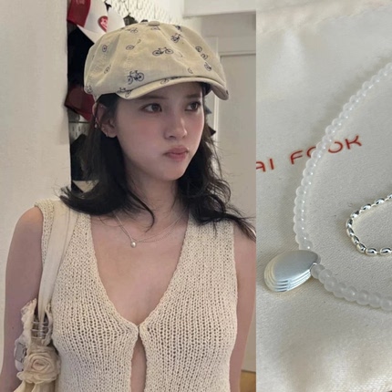 欧阳娜娜同款贝壳项链小众设计气质叠戴可调节白水晶 双层项链