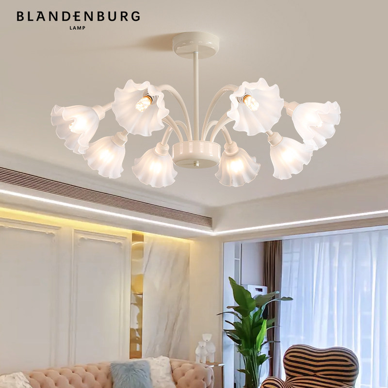 花朵吊灯法式奶油风轻奢装饰灯具现代简约大气氛围感客厅大厅主灯