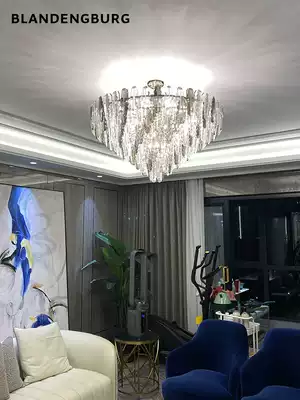 French light luxury lamp 2021 new modern simple compound building Villa living room crystal lamp decorative Net red light chandelier