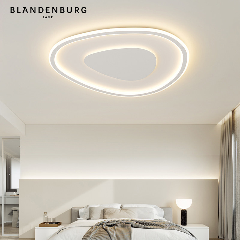 流水追光灯现代简约创意主卧护眼灯具温馨奶油风鹅卵石卧室吸顶灯