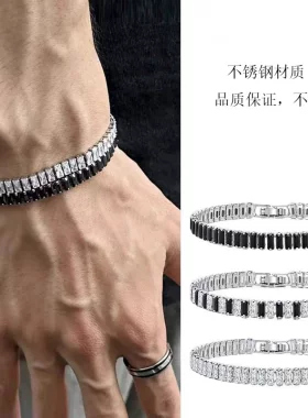 亚马逊爆款钛钢满钻锆石网球手链