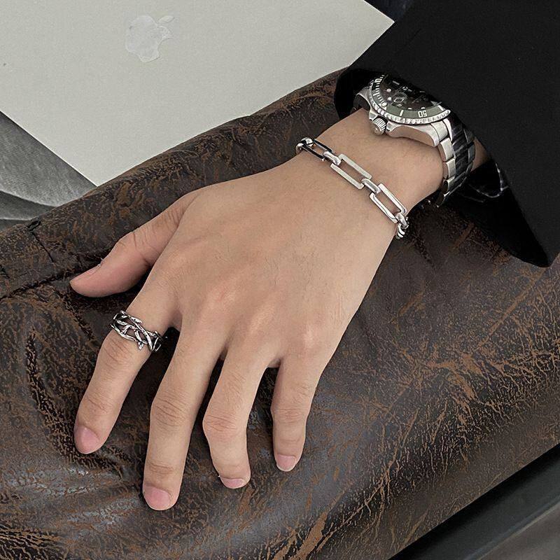 原创设计韩版拼接单层手链男女小众嘻哈潮简约冷淡风个性钛钢潮酷