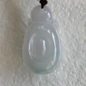 缅甸天然翡翠吊坠A货白色冰种高透起胶高福瓜葫芦福贝如意挂件