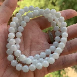 缅甸翡翠项链天然A货晴水底白月光白色项链蓝底色白色项链7.9mm