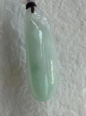 缅甸翡翠吊坠绿色淡果绿色冰种起胶福瓜葫芦叶子佛公如意挂件吊坠