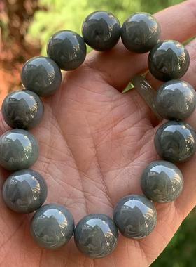 缅甸玉缅甸天然A货翡翠手串黑色乌鸡圆珠手串15.7mm一物一证