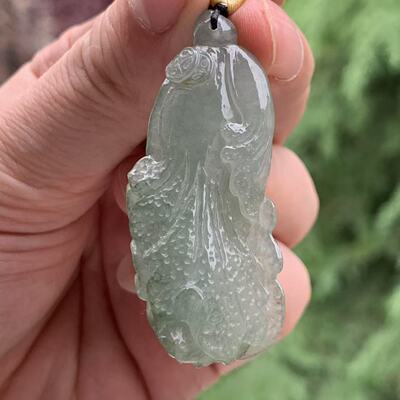 缅甸天然A货翡翠冰胶蓝色白菜