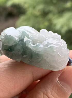 缅甸A货翡翠吊坠淡蓝色平安扣