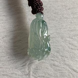 缅甸玉缅甸天然翡翠A货吊坠冰起胶蓝色飘花白菜百财挂件一物一证