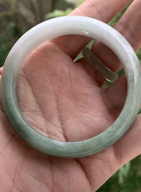 缅甸天然A货翡翠手镯浅绿色军绿色渐变正圈手镯12/7.8/56.8mm