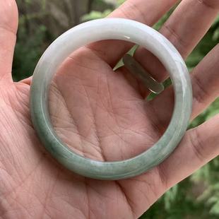 缅甸天然A货翡翠手镯浅绿色军绿色渐变正圈手镯12 56.8mm 7.8