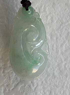 缅甸天然翡翠吊坠白色绿色飘花冰种起胶福瓜葫芦叶子佛公如意挂件