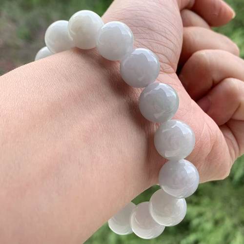 缅甸翡翠手串A货白色手串13.2mm