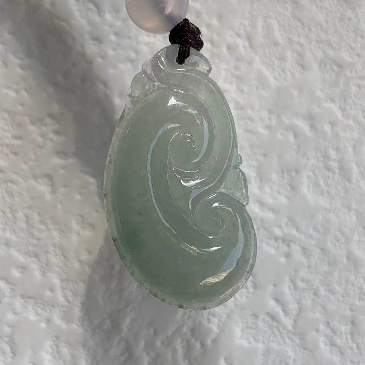 缅甸翡翠吊坠如意白色如意A货