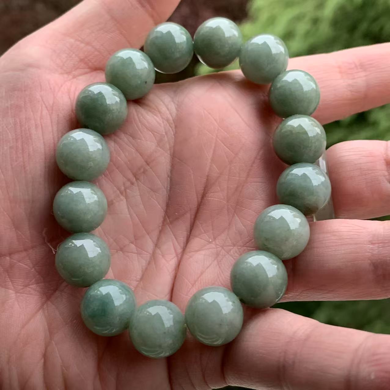 缅甸翡翠手串A货油清深绿色手串