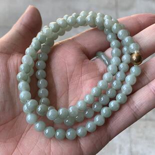 缅甸翡翠项链A货晴水底白月光r翡翠项链白色圆珠翡翠项链卡6.7mm