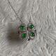 缅甸天然A货翡翠项链糯冰绿色蛋面镶嵌套链5mmS925银锆石镶嵌