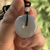 缅甸天然A货翡翠挂件老坑料烟紫色平安扣挂件22.9 5.3mm一物一证