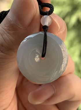 缅甸天然A货翡翠挂件老坑料烟紫色平安扣挂件22.9/5.3mm一物一证