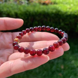 缅甸天然血珀手链血珀手链缅甸琥珀手链琥珀手链6.6mm一物一证