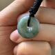 缅甸玉缅甸A货翡翠平安扣吊坠老坑料蓝色飘花小平安扣一物一证